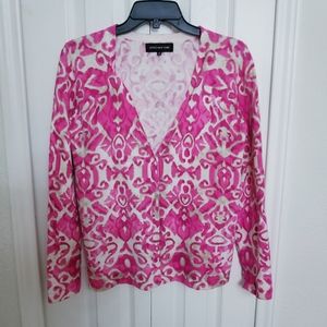 Jones New York Pink & White Damask, Cardigan Sweat